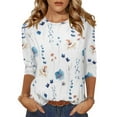 thumbnail image 1 of Zeagoo Women's 3/4 Sleeve Tunic Top Dressy Crew Neck Floral Print Tshirts Casual Basic Blouse Cute Work Tops, 1 of 7