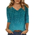 thumbnail image 1 of Zeagoo Women's 3/4 Sleeve V Neck Shirts Casual Basic Floral Blouses Fashion Business Work Tunic Tops, 1 of 5