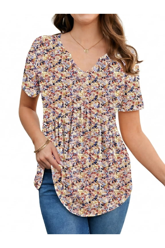 Women's Boho T-Shirts V-Neck Loose Basic Tee Button Comfy Shirts Casual Daily Wear