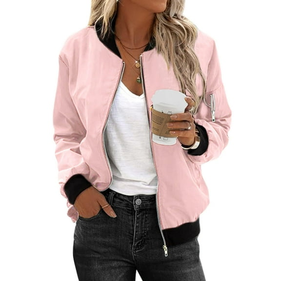 Zeagoo Women's Bomber Jacket Casual Coat Zip Up Spring Fall Clothes with Pockets