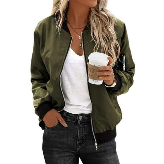 Zeagoo Women's Bomber Jacket Casual Coat Zip Up Spring Fall Clothes with Pockets