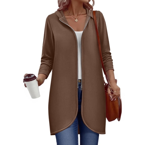 Zeagoo Women's Zip Up Long Hoodies Oversized Fleece Long Sleeve Sweatshirts Casual Fall Jacket Coat with Pocket