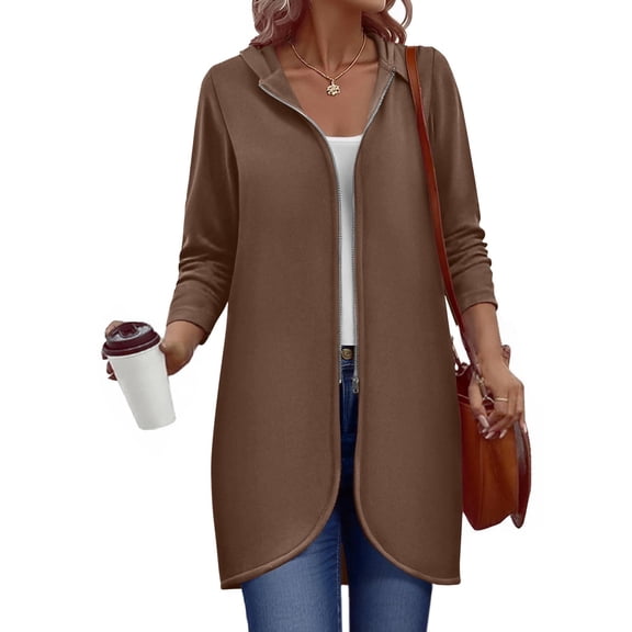 Zeagoo Women's Zip Up Long Hoodies Oversized Fleece Long Sleeve Sweatshirts Casual Fall Jacket Coat with Pocket