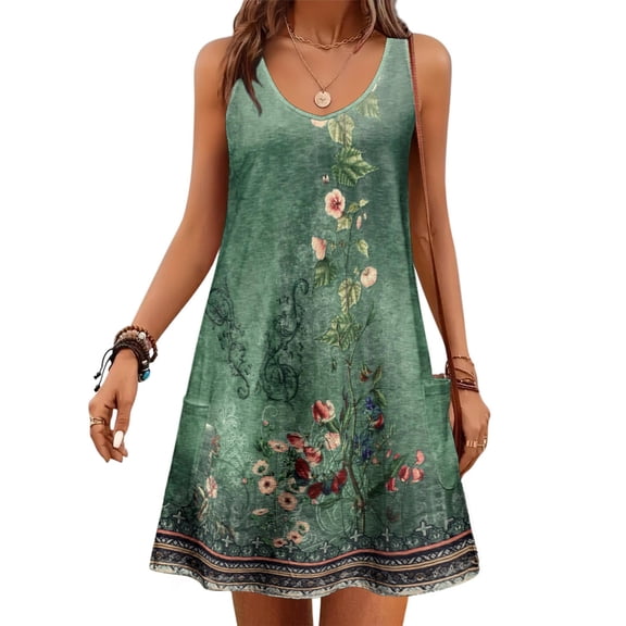 Zeagoo Women's Casual Tshirt Dress with Pockets Summer Flowy Beach Dresses V Neck Women Sleeveless Tank Dress Short Mini Sundresses