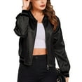 thumbnail image 1 of Zeagoo Women's Classic Solid Striped Biker Jacket Zip Up Fashion Bomber Jacket Coat, 1 of 9