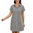 thumbnail image 1 of Zeagoo Cotton Linen Dress for Women Short Sleeve V-Neck Button Down Tunic Shift Dress Casual Breathable Comfy Summer Shirt Dress with Pocket for Beach Vacation and Everyday Wear, 1 of 6