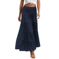 thumbnail image 1 of Zeagoo Women's Elastic High Waist A Line Layer Ruffle Swing Casual Long Maxi Skirt, 1 of 7