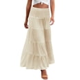 thumbnail image 1 of Zeagoo Women's Elastic High Waist A Line Layer Ruffle Swing Casual Long Maxi Skirt, 1 of 7