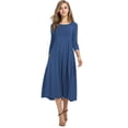 thumbnail image 1 of Zeagoo Women's Elegant Dress Round Neck 3/4 Sleeve Midi Dress Womens Casual A Line Dresses, 1 of 6