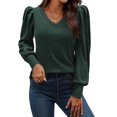 thumbnail image 1 of Zeagoo Women's Elegant Tops Lightweight V Neck Puff Long Sleeves Tunic Tops, 1 of 6