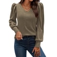 thumbnail image 1 of Zeagoo Women's Elegant Tops Lightweight V Neck Puff Long Sleeves Tunic Tops, 1 of 6