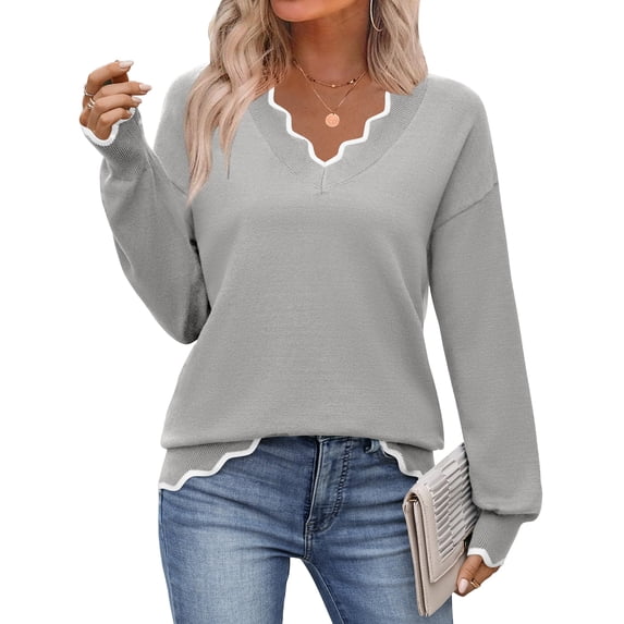 Zeagoo Women's Fall Sweater Casual Long Sleeve Lightweight Ribbed Knit Pullover Sweaters Dressy Casual Tops