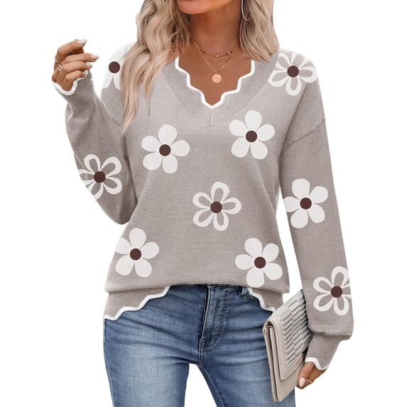 Zeagoo Women's Fall Sweater Casual Long Sleeve Lightweight Ribbed Knit Pullover Sweaters Dressy Casual Tops