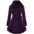 thumbnail image 1 of Zeagoo Women's Faux Fur Coat Double Breasted Thick Wool Pea Coats Trench Jacket Winter Warm Outfits, 1 of 3