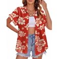 thumbnail image 1 of Zeagoo Women's Hawaiian Button Down Shirts Casual Short Sleeve Floral Tropical Print Summer Blouse Tunic Top, 1 of 6