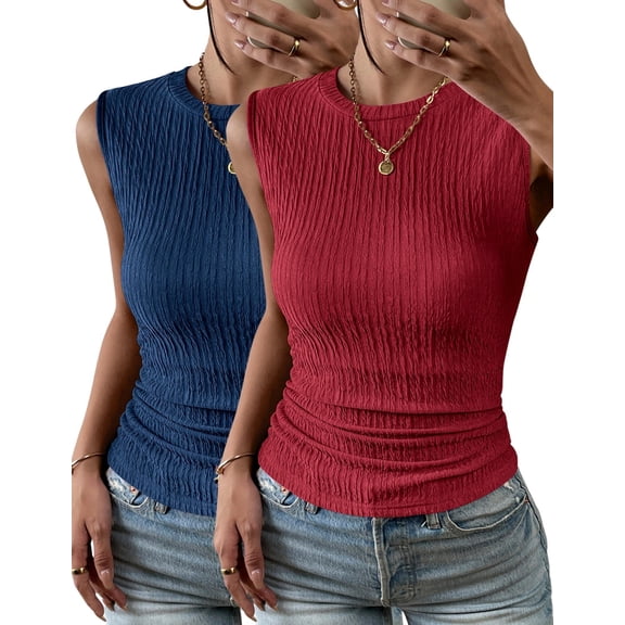 Zeagoo Women's High Neck Tank Top Casual Business Slim Fitted Ribbed Basic Tank Tops Summer Sleeveless Shirts