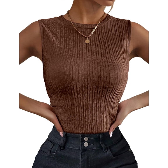 Zeagoo Women's High Neck Tank Top Casual Business Slim Fitted Ribbed Basic Tank Tops Summer Sleeveless Shirts