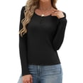 thumbnail image 1 of Zeagoo Women's Long Sleeve Henley T-Shirt Button Ribbed Knit Slim Fit Casual Basic Top Spring Fall Clothes, 1 of 7