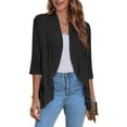 thumbnail image 1 of Zeagoo Women's Open Front 3/4 Sleeve Draped Ruffles Knit Cardigan, 1 of 6