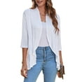 thumbnail image 1 of Zeagoo Women's Open Front 3/4 Sleeve Draped Ruffles Knit Cardigan, 1 of 6