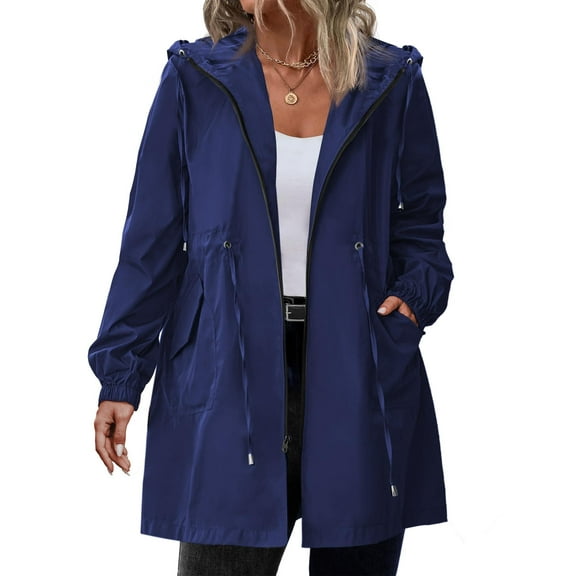 Zeagoo Women's Rain Jacket Plus Size Long Raincoat Lightweight Hooded Windbreaker Waterproof Jackets with Pockets
