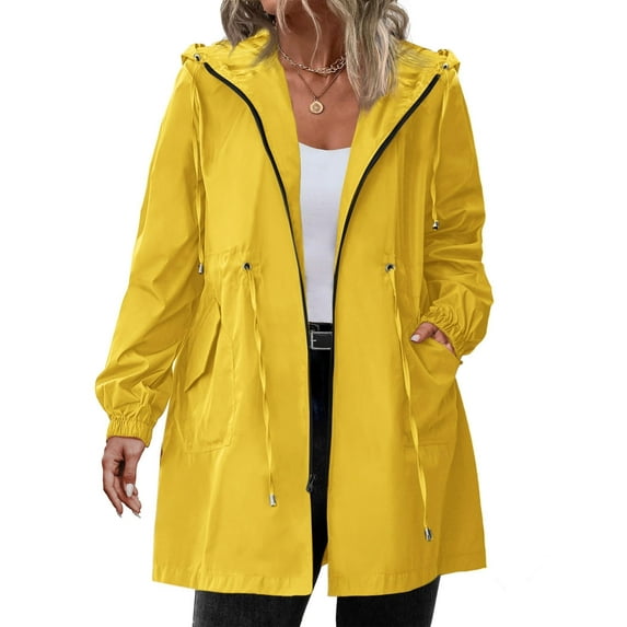 Zeagoo Women's Rain Jacket Plus Size Long Raincoat Lightweight Hooded Windbreaker Waterproof Jackets with Pockets
