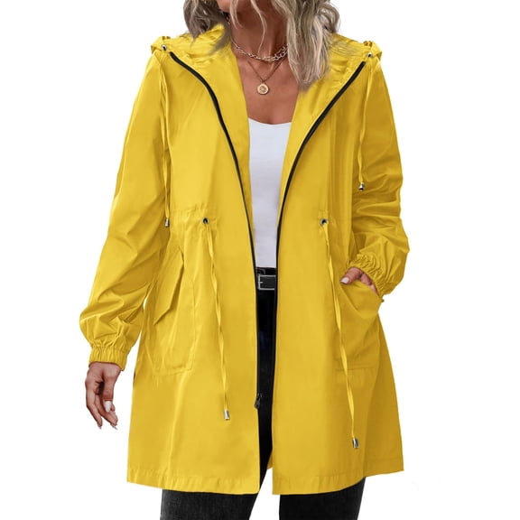 Zeagoo Women's Rain Jacket Plus Size Long Raincoat Lightweight Hooded Windbreaker Waterproof Jackets with Pockets