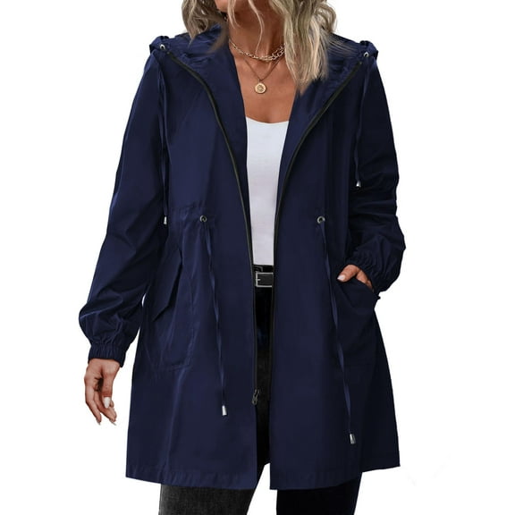 Zeagoo Women's Rain Jacket Plus Size Long Raincoat Lightweight Hooded Windbreaker Waterproof Jackets with Pockets