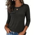 thumbnail image 1 of Zeagoo Women's Ribbed Knit Tops Long Sleeve Crew Neck Tees Decorative Pocket Button Shoulder Casual Basic Tee Shirts, 1 of 8