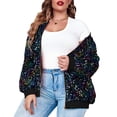 thumbnail image 1 of Zeagoo Women's Sequin Jacket Plus Size Sparkle Long Sleeve Jackets Front Zip Loose Casual Blazer Bomber Jacket with Pockets, 1 of 6