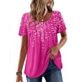 thumbnail image 1 of Zeagoo Women's Short Sleeve Shirts Pleated Scooped Neck Summer Tunic Tops Blouse Dressy Causal Loose Fit T-Shirts, 1 of 6