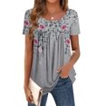 thumbnail image 1 of Zeagoo Women's Short Sleeve Shirts Pleated Scooped Neck Summer Tunic Tops Blouse Dressy Causal Loose Fit T-Shirts, 1 of 5
