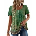 thumbnail image 1 of Zeagoo Women's Short Sleeve Shirts Pleated Scooped Neck Summer Tunic Tops Blouse Dressy Causal Loose Fit T-Shirts, 1 of 7