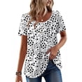thumbnail image 1 of Zeagoo Women's Short Sleeve Shirts Pleated Scooped Neck Summer Tunic Tops Blouse Dressy Causal Loose Fit T-Shirts, 1 of 5