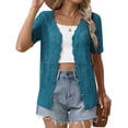 thumbnail image 1 of Zeagoo Women's Short Sleeve Summer Cardigan V-Neck Button up Lightweight Hollow Out Sweater Cardigans Shrug, 1 of 6