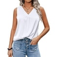 thumbnail image 1 of Zeagoo Women's Silk Blouse Elegant Tops Pleated Tank Top Shirt V Neck Blouse Casual Sleeveless Tank Tops, 1 of 5