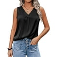 thumbnail image 1 of Zeagoo Women's Silk Blouse Elegant Tops Pleated Tank Top Shirt V Neck Blouse Casual Sleeveless Tank Tops, 1 of 5