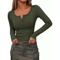 thumbnail image 1 of Zeagoo Women's Sping Fall Basic T-Shirt Long Sleeves Henley Ribbed Knit Shirt Slim Fitted Casual Tops, 1 of 8