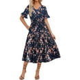thumbnail image 1 of Zeagoo Women's Summer Dresses Midi Tiered Casual Dress Floral V Neck Ruffle Short Sleeve Flowy Beach Dress with Pockets, 1 of 10