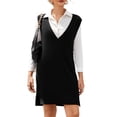 thumbnail image 1 of Zeagoo Women's Sweater Vest Dress Oversized Sleeveless V-Neck Casual Pullover Sweater Fall Winter Knit Slit Short Dress, 1 of 6