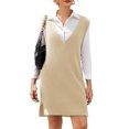 thumbnail image 1 of Zeagoo Women's Sweater Vest Dress Oversized Sleeveless V-Neck Casual Pullover Sweater Fall Winter Knit Slit Short Dress, 1 of 6