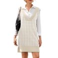 thumbnail image 1 of Zeagoo Women's Sweater Vest Dress Oversized Sleeveless V-Neck Casual Pullover Sweater Fall Winter Knit Slit Short Dress, 1 of 6