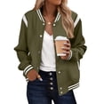 thumbnail image 1 of Zeagoo Women's Varsity Jacket Lightweight Bomber Jackets Spring 2 Pockets Button-up Casual Moto Fashion Baseball Outwear, 1 of 6