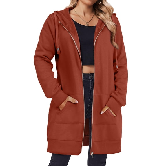 Zeagoo Women's Zip Up Hoodies Long Fleece Tunic Sweatshirts Casual Oversized Fall Coats Trendy Winter Hoodie