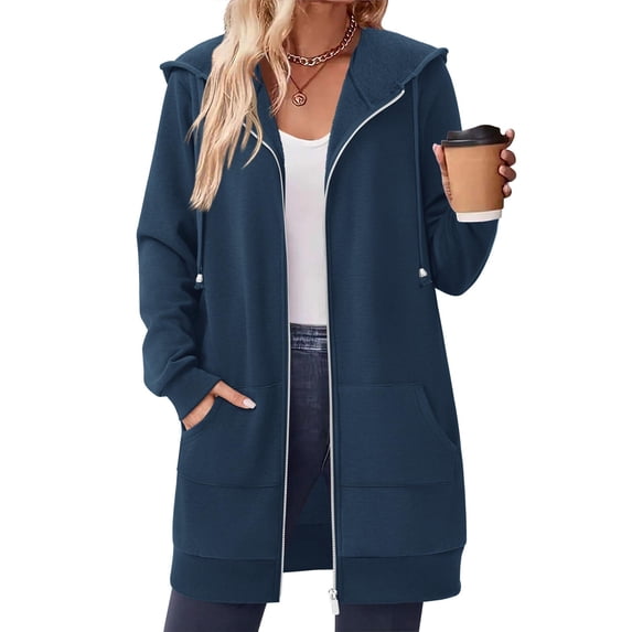 Zeagoo Women's Zip Up Hoodies Long Fleece Tunic Sweatshirts Casual Oversized Fall Coats Trendy Winter Hoodie