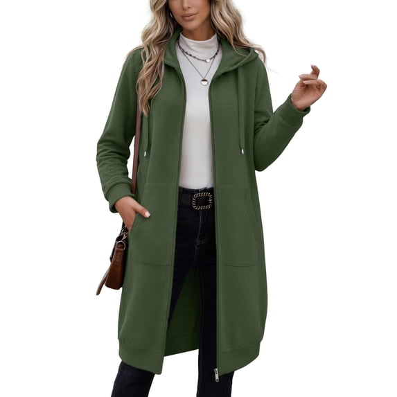 Zeagoo Women's Zip Up Hoodies Long Tunic Sweatshirts with Pockets Fleece Casual Long Sleeve Fall Jacket Coat