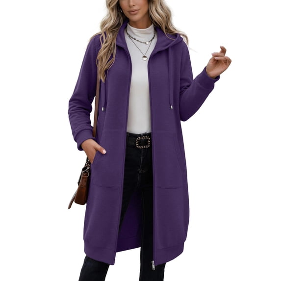 Zeagoo Women's Zip Up Hoodies Long Tunic Sweatshirts with Pockets Fleece Casual Long Sleeve Fall Jacket Coat