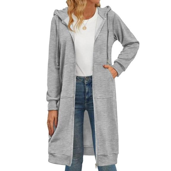 Zeagoo Women's Zip Up Hoodies Oversized Fleece Long Tunic Sweatshirts Casual Long Sleeve 2025 Fall Hoodie Jacket Coat