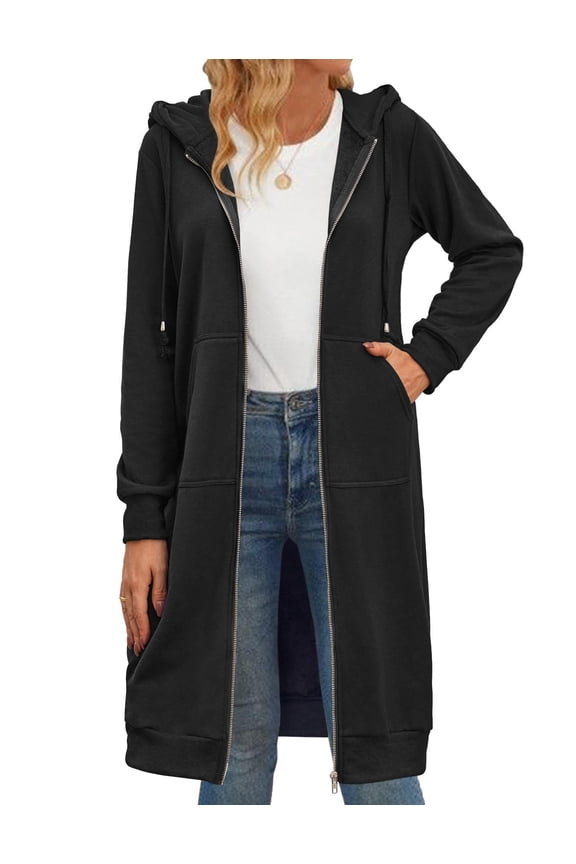 Women's Zip Up Hoodies Oversized Fleece Long Tunic Sweatshirts Casual Long Sleeve 2025 Fall Hoodie Jacket Coat
