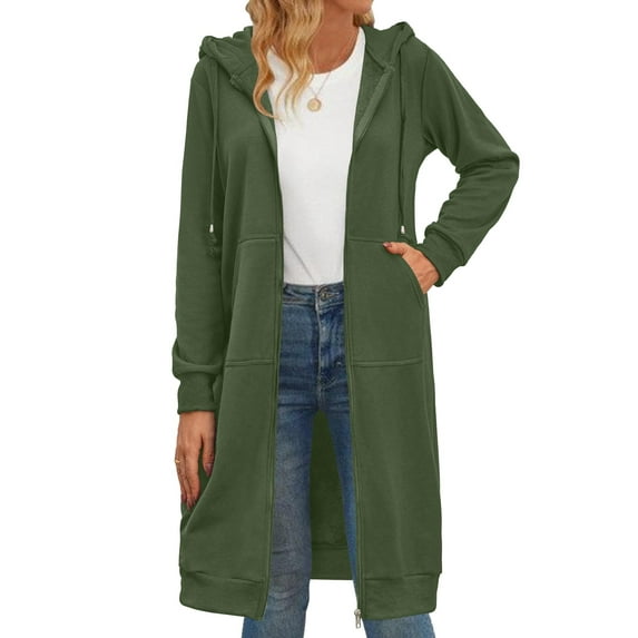Zeagoo Women's Zip Up Hoodies Oversized Fleece Long Tunic Sweatshirts Casual Long Sleeve Fall and Spring Hoodie Jacket Coat
